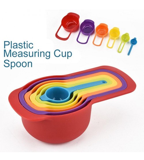 Colorful 6 Pcs Kitchen Baking Measuring Spoons Cup